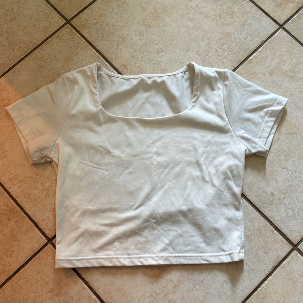 White Short Sleeve Crop Top